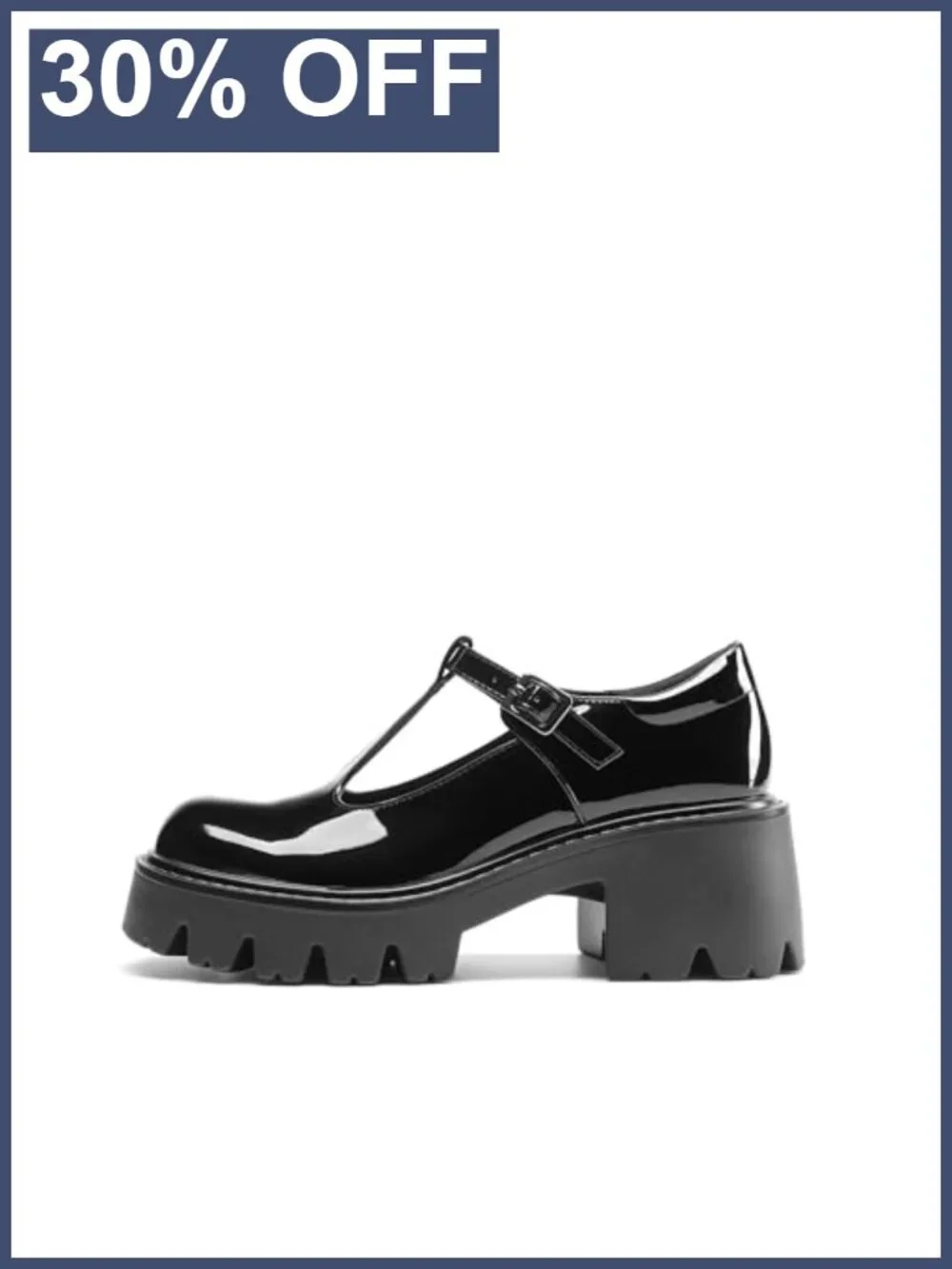T-Strap Mary Jane Platform Pumps Chunky Heels 2.56